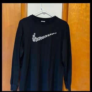 Nike Black Shirt Dress with white Floral Swoosh.